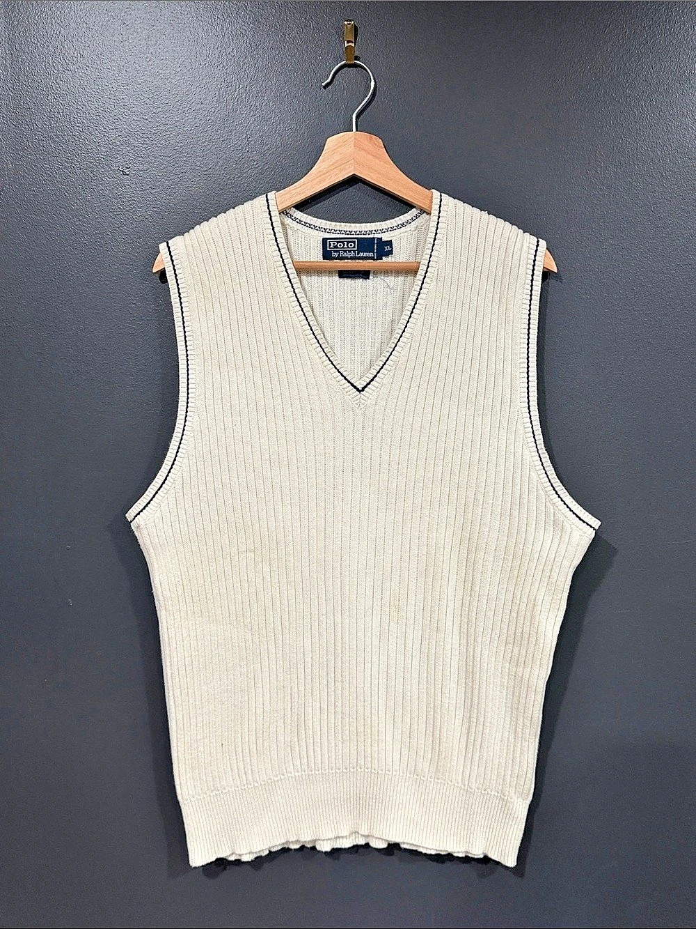 Polo by Ralph Lauren V-Neck Sweater Vest Cream Size XL